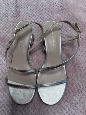 Stuart Weitzman Gold Strappy Slingback Sandals